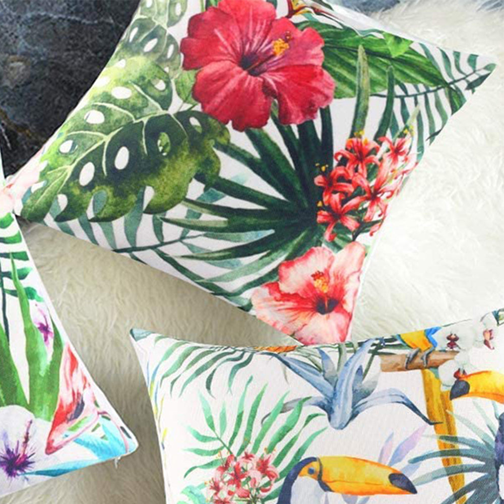 4Pcs Flower Theme Square Pillow Cases Cushion Covers Home Decorations