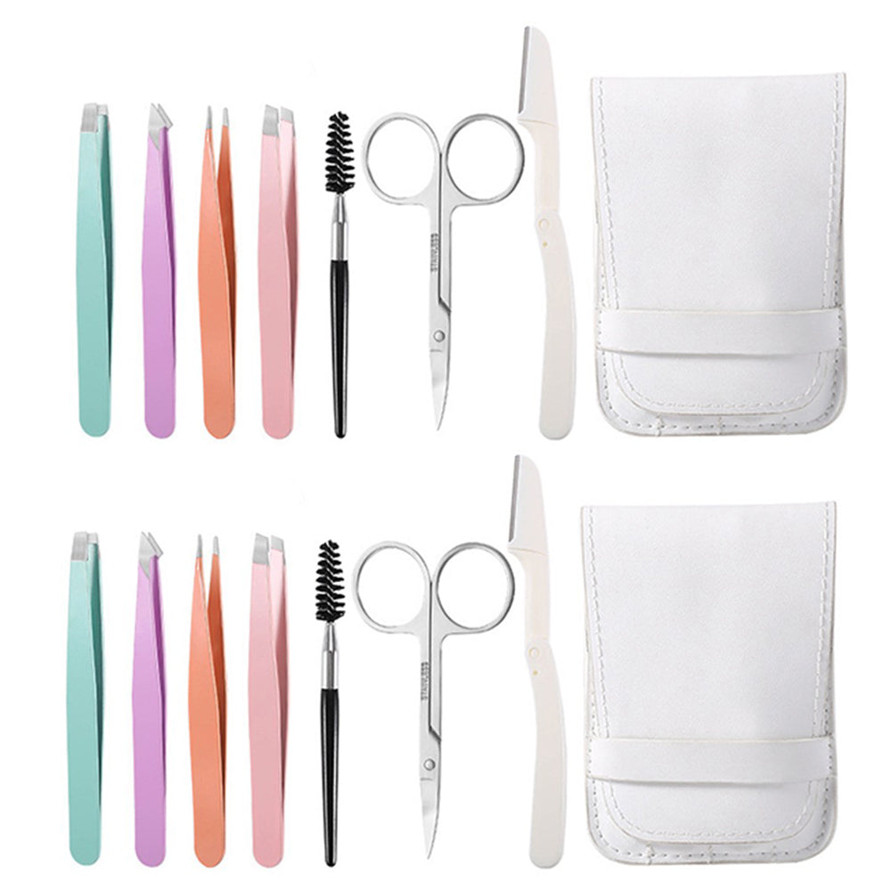 2 X 7Pcs Multicolour Eyebrows Trimming Set Eyebrows Trimmer Tools Kit