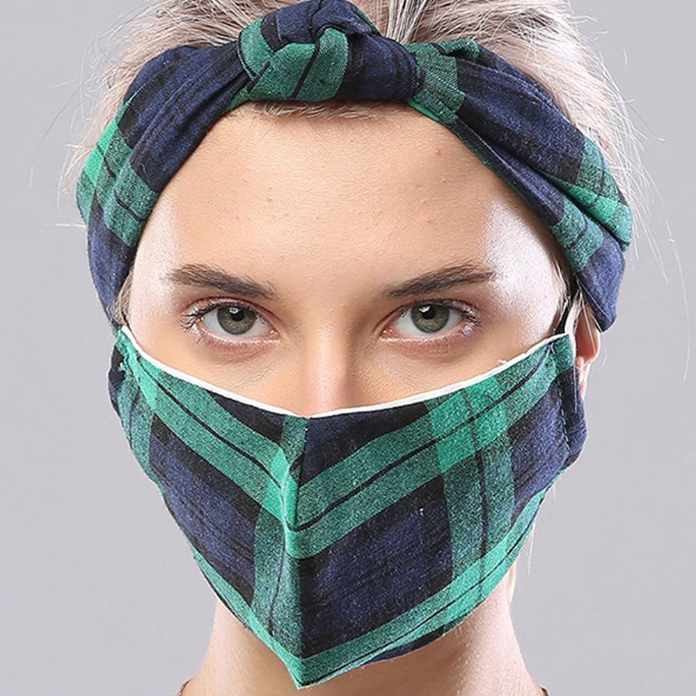 2 X Green Red 3Pcs Hair Scrunch Hairband Facemask Set