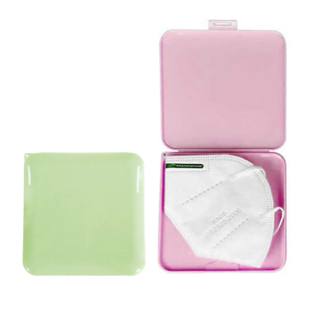 2 X Green Pink Face Mask Storage Cases