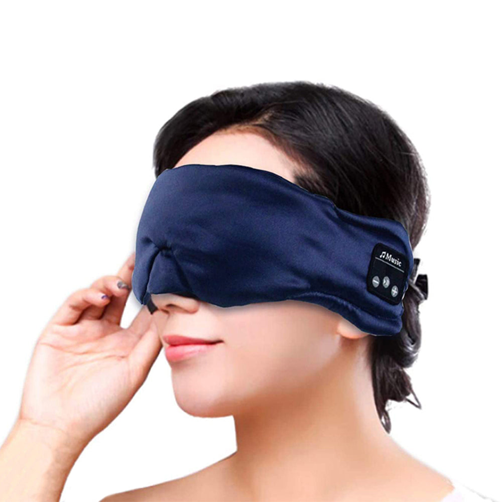 2 X Blue Pink Bluetooth 5.0 Imitation Satin Silk Music Eye Mask