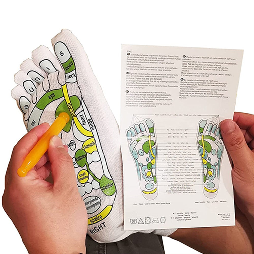 2X Acupressure Reflexology Socks with Acupressure Point Pen
