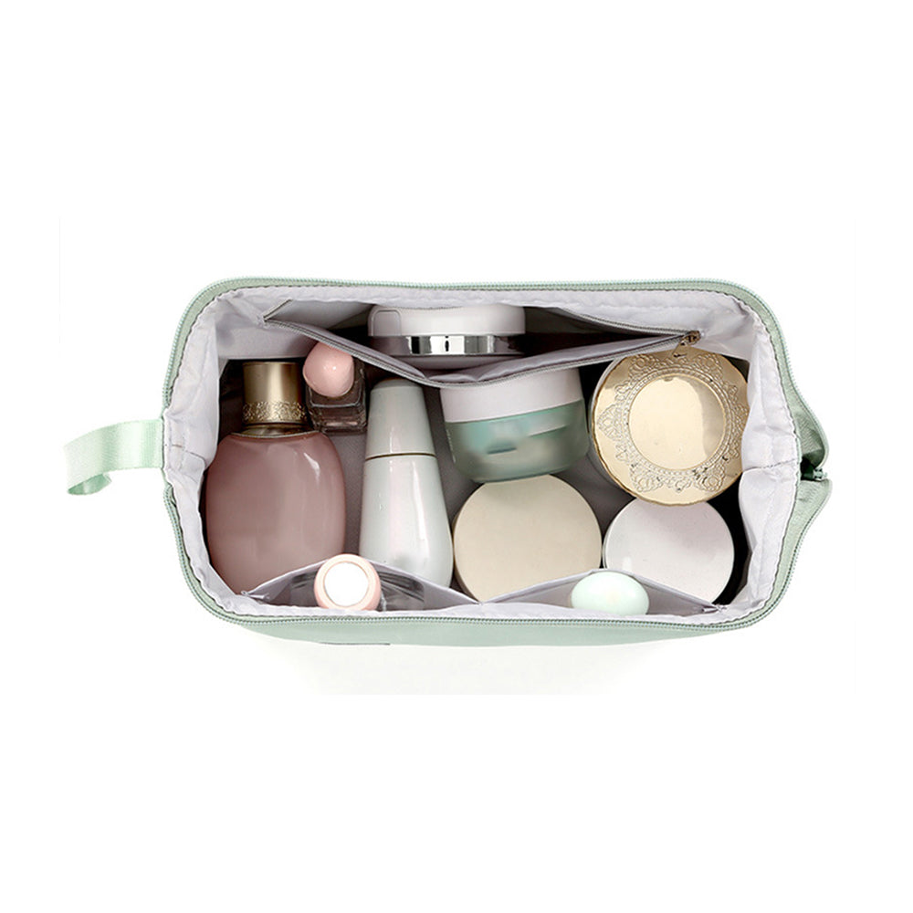 2 X Green & Pink Two Layers Water-Resistant Cosmetic Bag