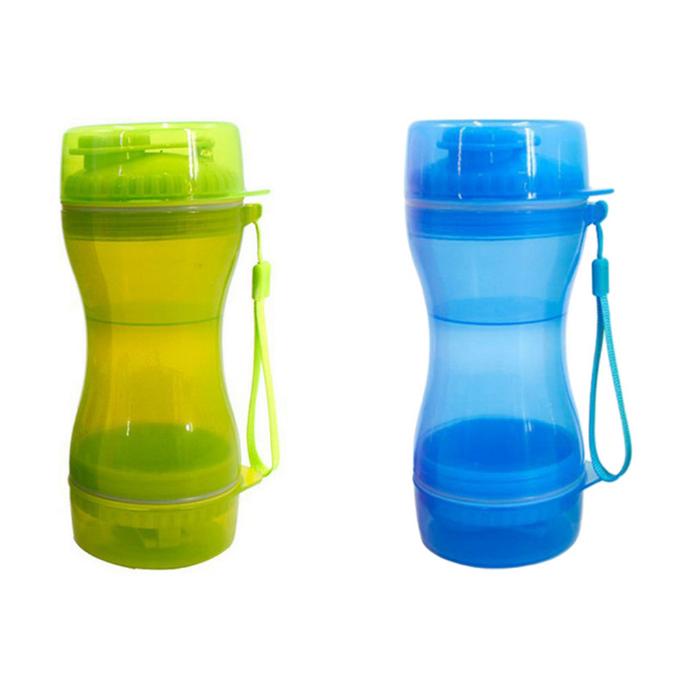 2X Pet Food Container Water Bottle Pet Treats Dispenser Dog Feeder Blue Green