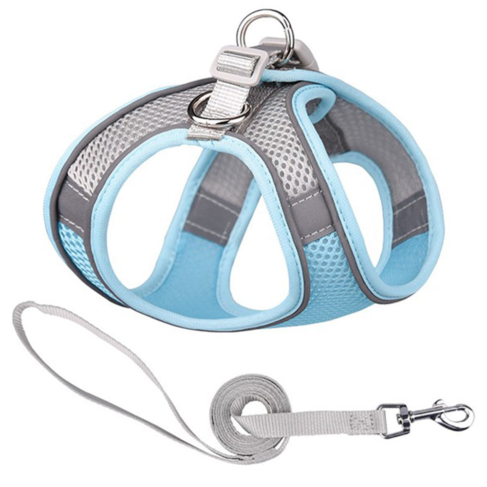 Reflective Pet Harness with Leash Grey Medium