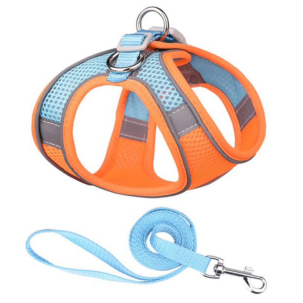 Reflective Pet Harness with Leash Orange Small