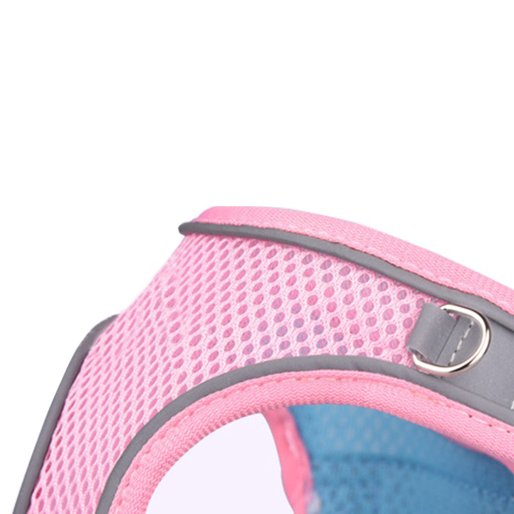 Reflective Pet Harness with Leash Pink Large