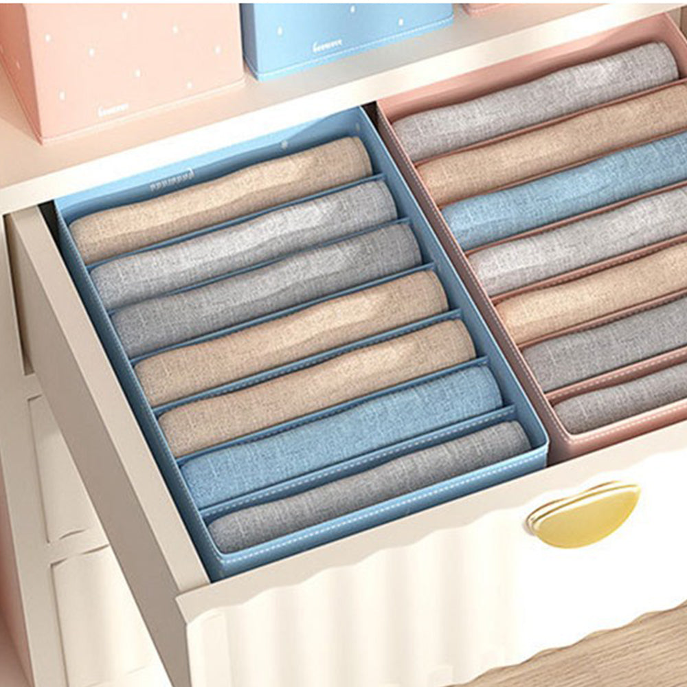 2Pcs 7-Grid Jeans Pants Storage Box Sky Blue