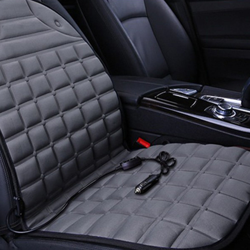 2X Heated Car Auto Seat Warmer Cushion Cover Grey