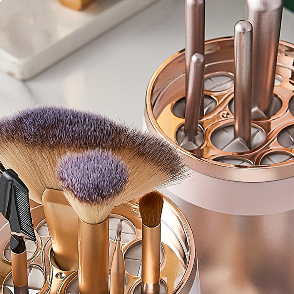 2 In 1 Makeup Brush Storage Bucket Drying Rack Pink