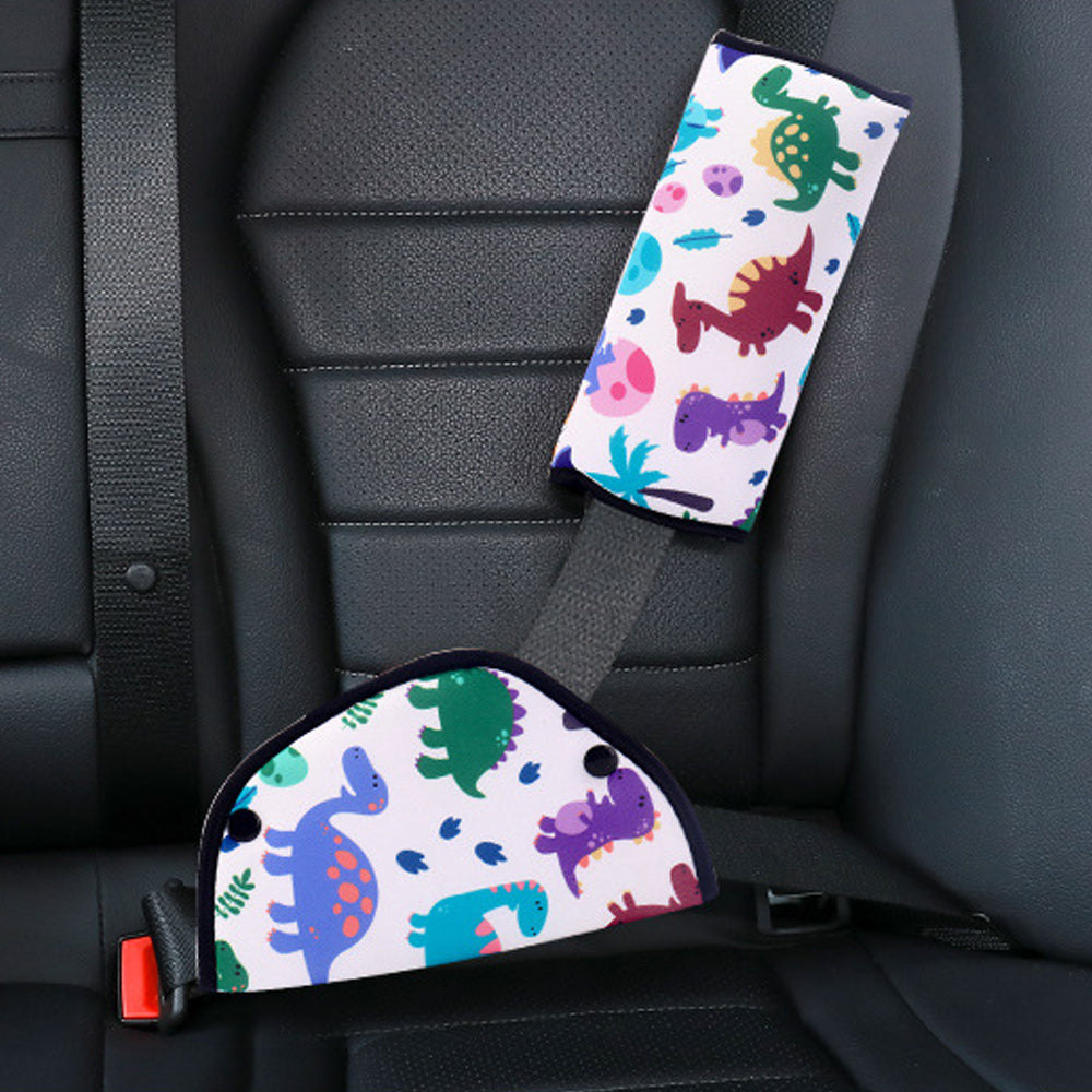 2 X Kids Car Seat Belt Adjustment Holder Seat Belt Padding Cover Lion Dinosaur