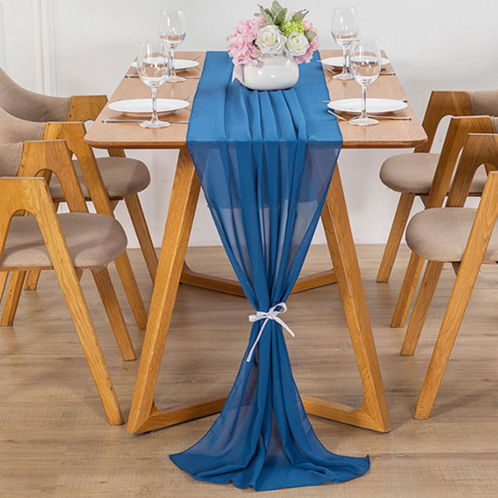 70x300cm Chiffon Table Runner Dark Blue