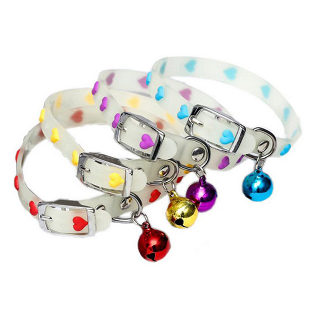 4Pcs Luminous Silicone Pet Collar Heart Print