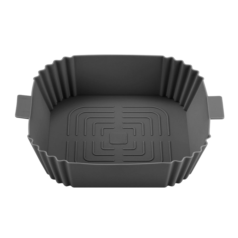2X Reusable Square Air Fryer Silicone Pot Grey Black