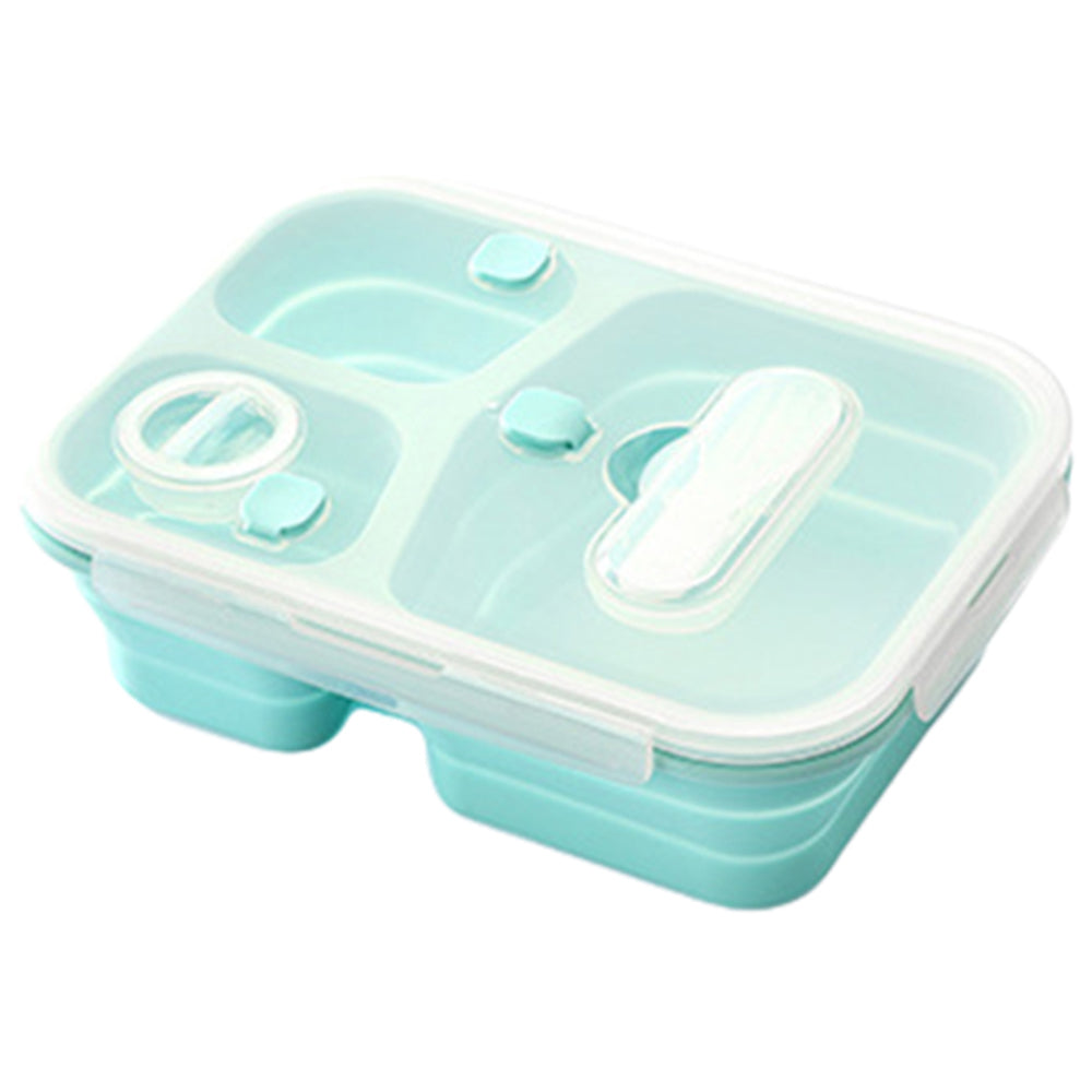 2X 3 Compartments Collapsible Silicone Lunch Box