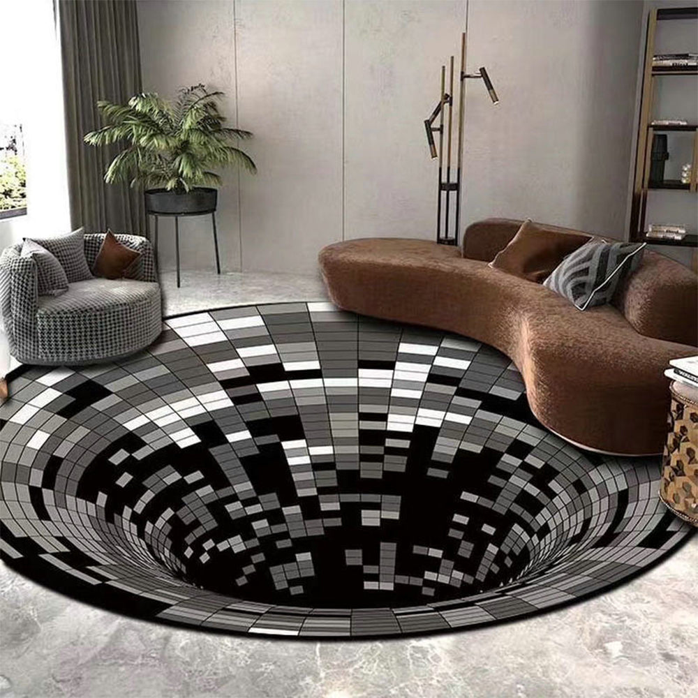 80cm Round 3D Vortex Optical Illusion Rug Style 1