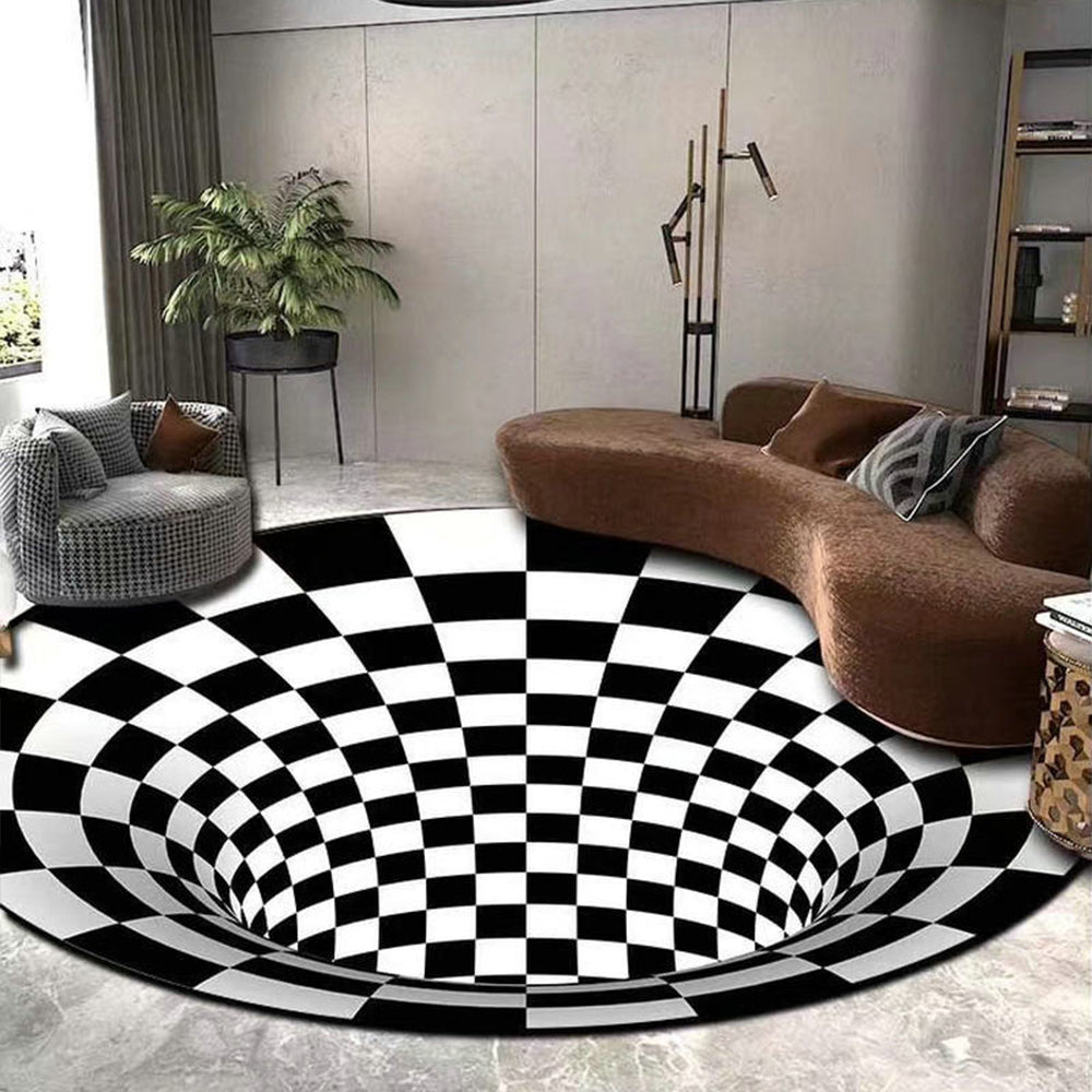 80cm Round 3D Vortex Optical Illusion Rug Style 3
