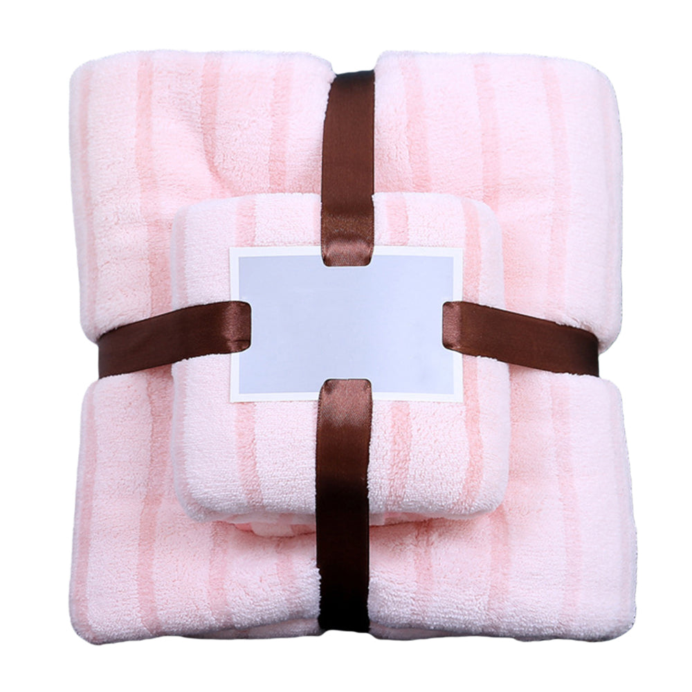 2Pcs Bath Towel and Towel Set Light Pink