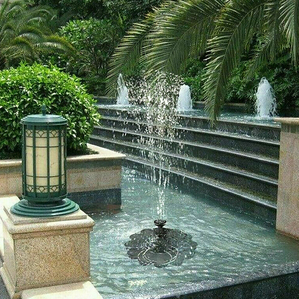 1 Set of Sunflower Shaped Garden Solar Fountain Pump with Nozzles