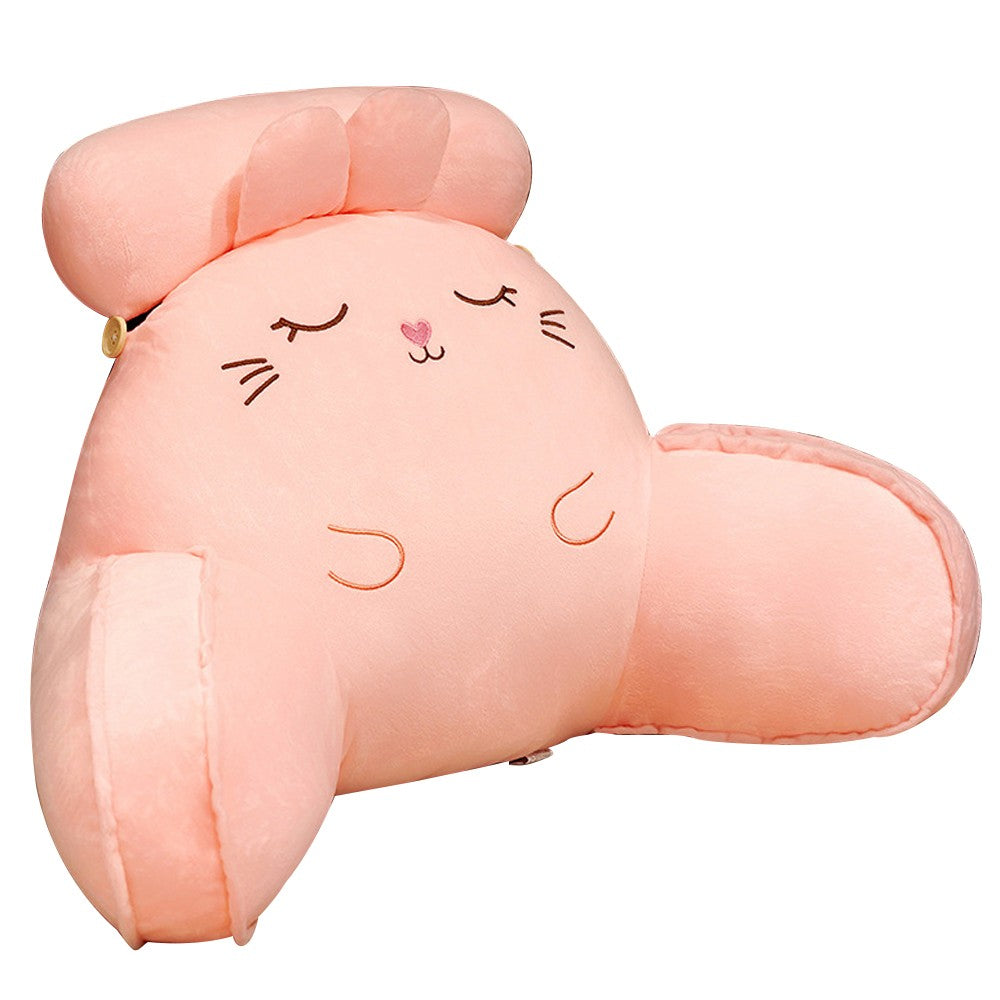 Backrest Reading Rest Pillow Back Support Chair with Arms Pink