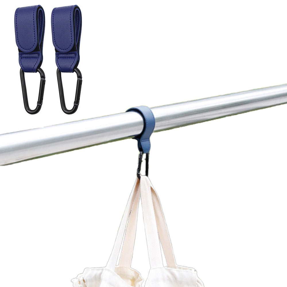 2X Adjustable Baby Stroller Hook Clip for Hanging Bags Blue