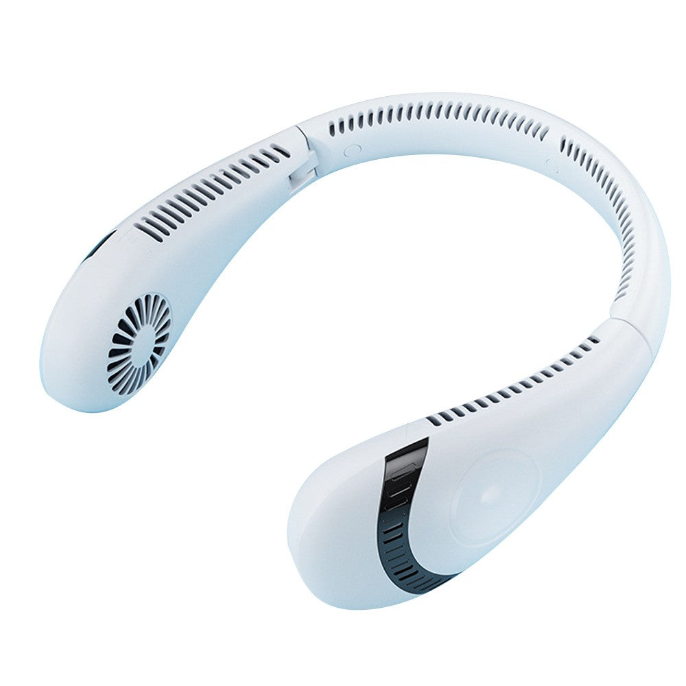 Foldable Wearable Hanging Neck Fan with 3 Wind Speeds White