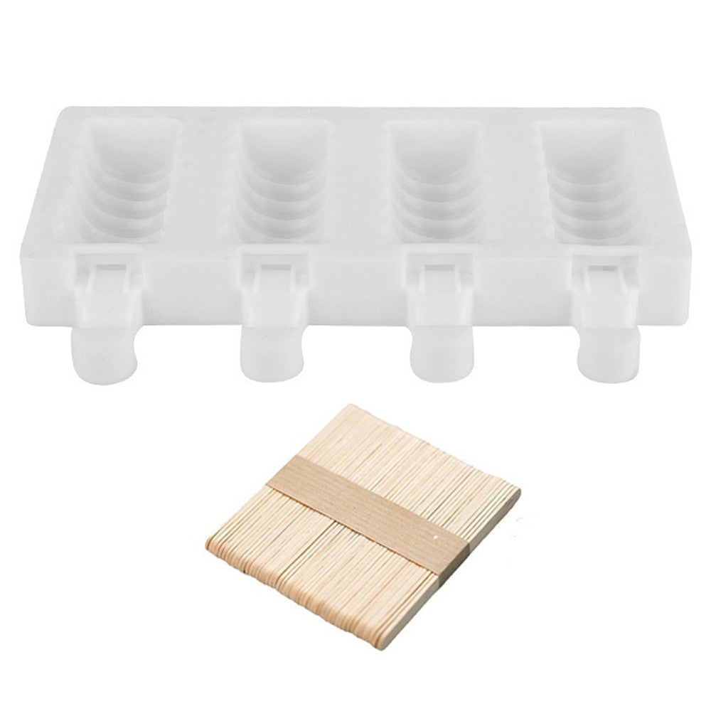 4 Cells Circle Shape Silicone Frozen Ice Cream Mould