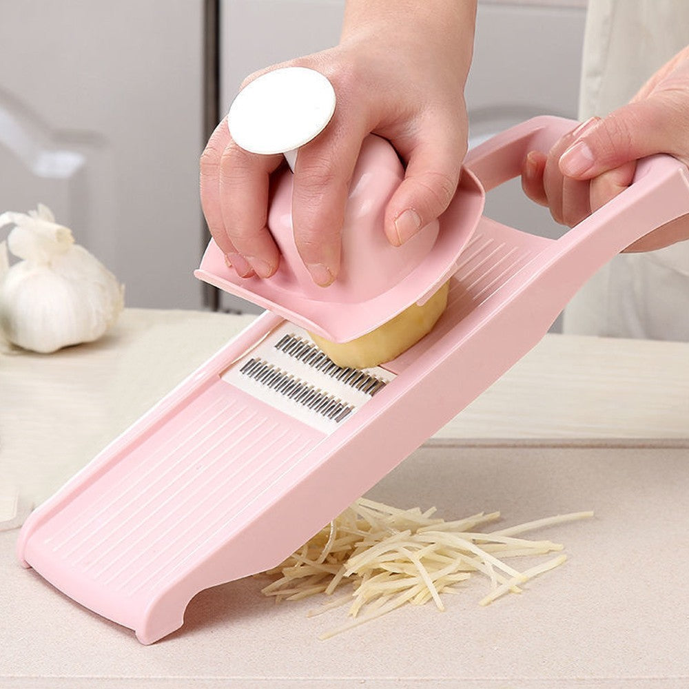 5 in 1 Multifunctional Vegetable Chopper Mandoline Slicer Cutter Peeler Pink