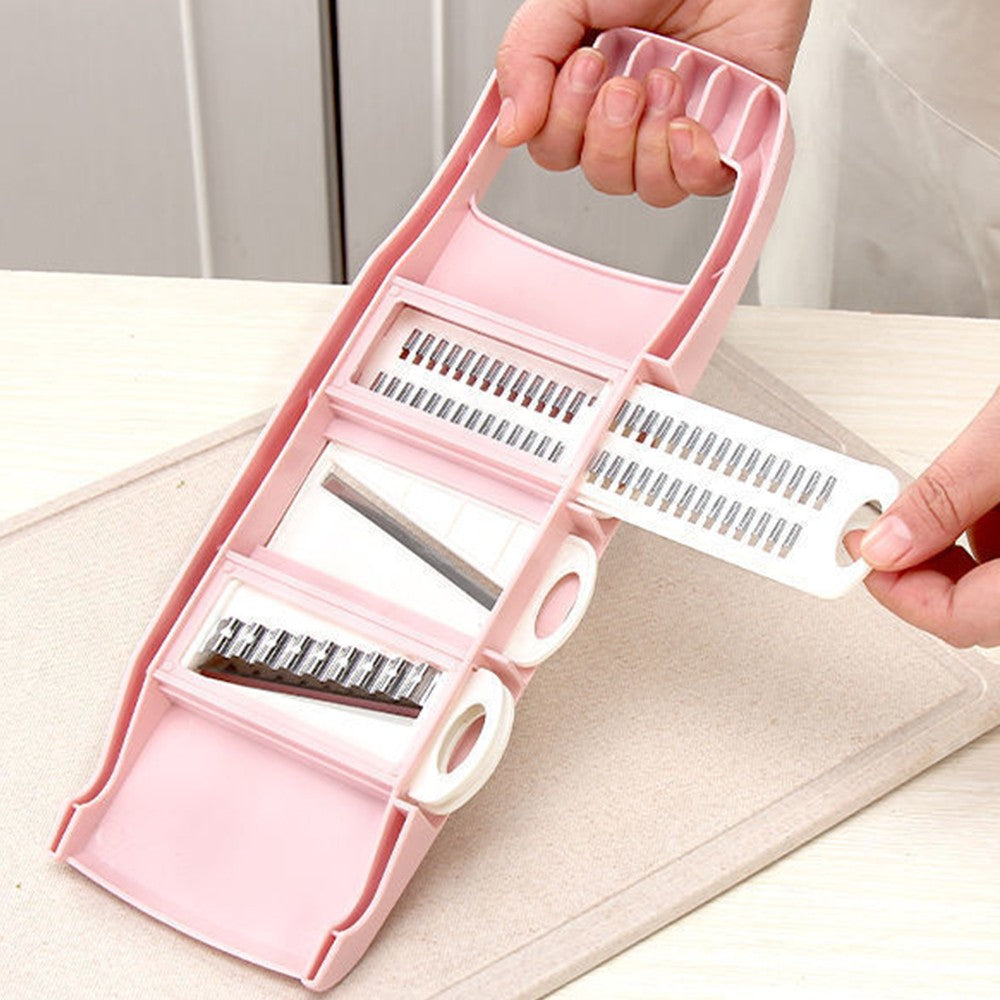 5 in 1 Multifunctional Vegetable Chopper Mandoline Slicer Cutter Peeler Pink