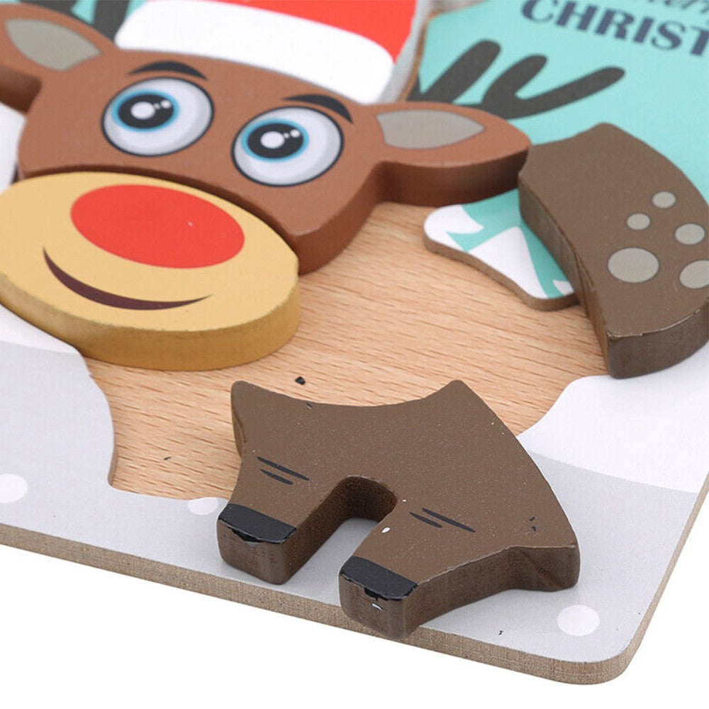 2Pcs Christmas Snowman Elk Puzzle Toys Kids Toddlers Early Education Toy