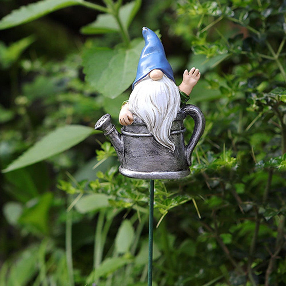 Set of 5Pcs Christmas Gnomes Stake Statue Garden Resin Ornament Flower Pot Decor