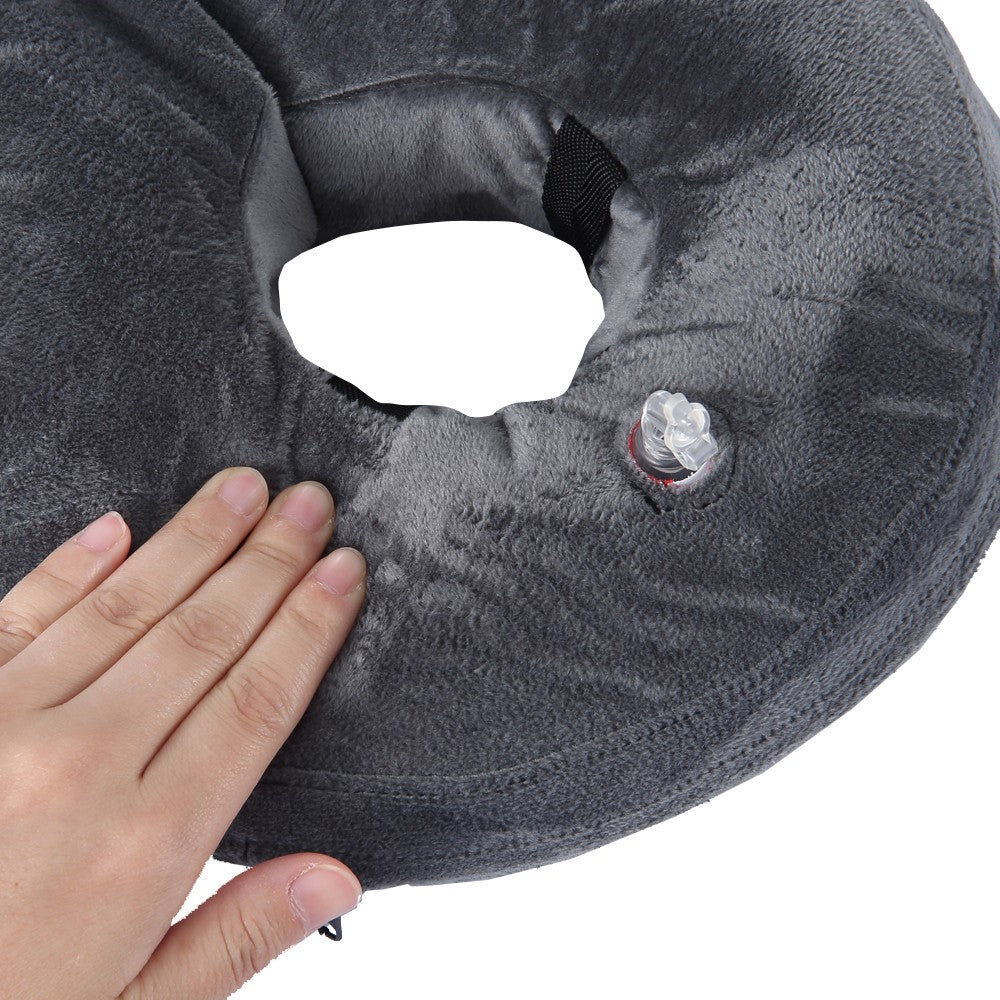 Inflatable Pet Recovery Collar Adjustable Pet Neck Protective Collar Black M