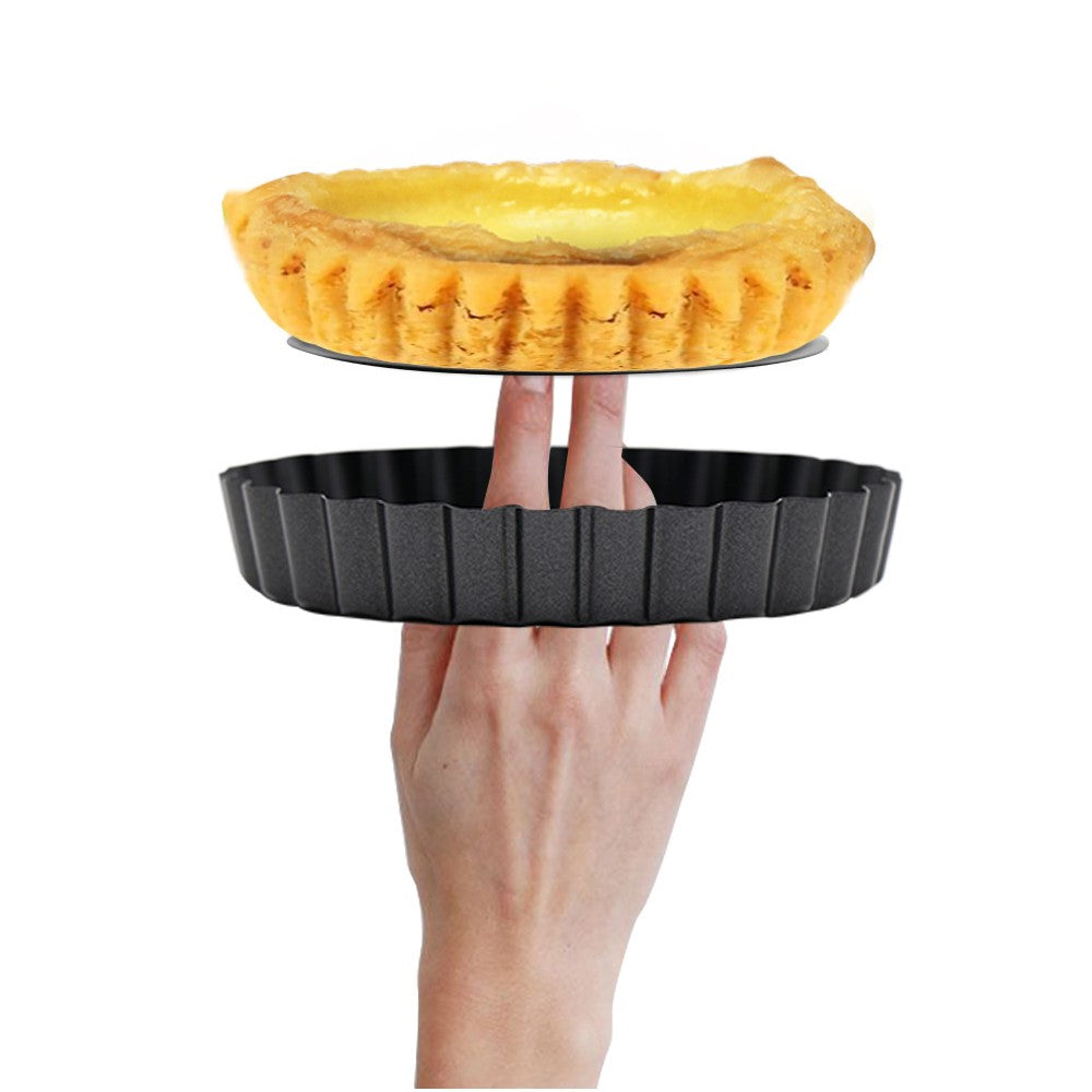 6Pcs 12cm Non Stick Mini Tart Pan Quiche Pan Cake Mold with Removable Bottom