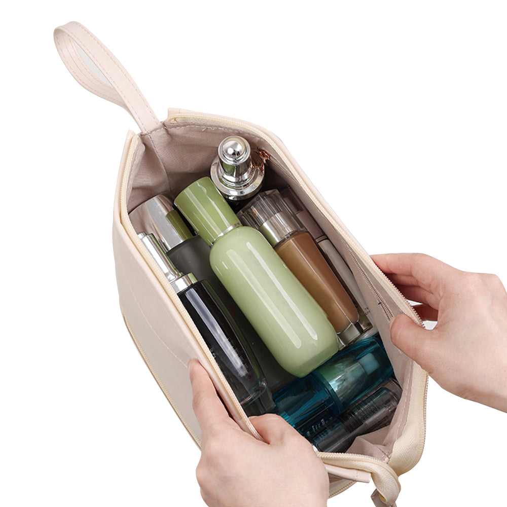 Double Layers Makeup Bag Travel Toiletry Bag Cosmetic Organizer White