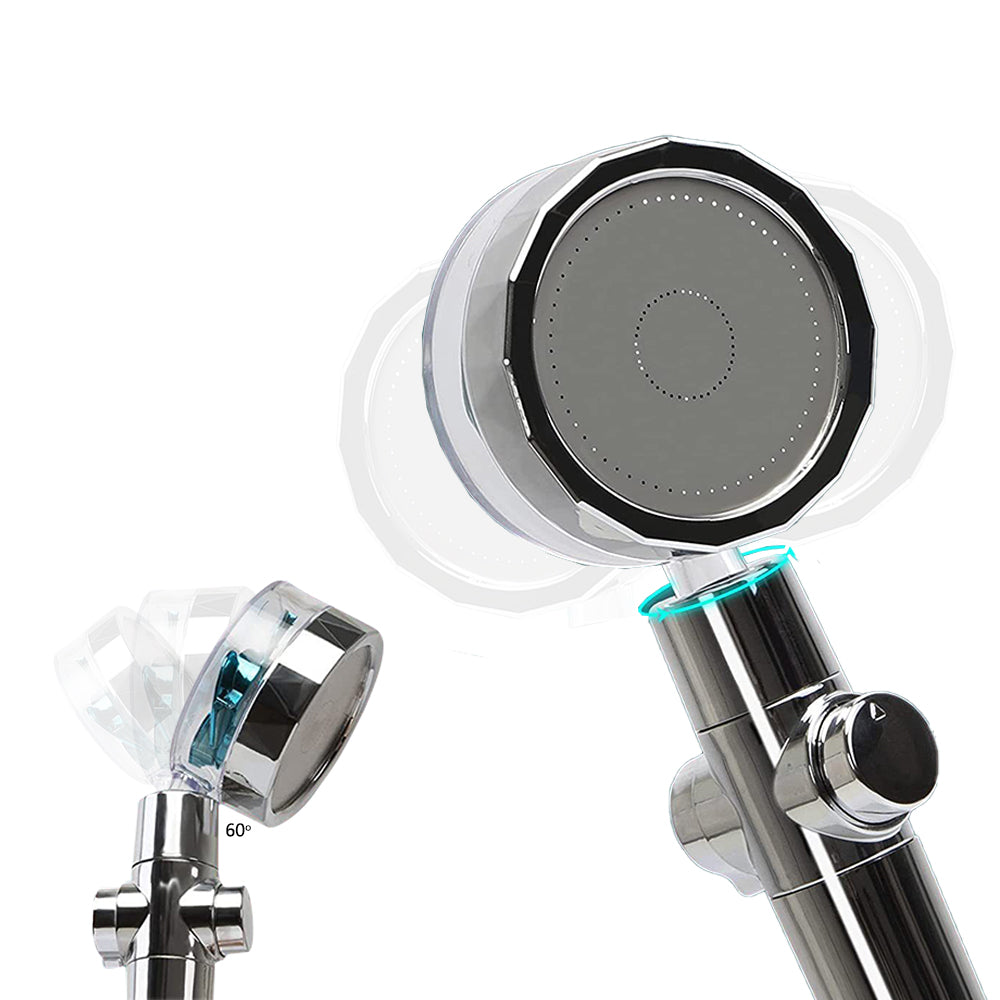 2 X Handheld Propeller High Pressure Shower Head Blue Silver