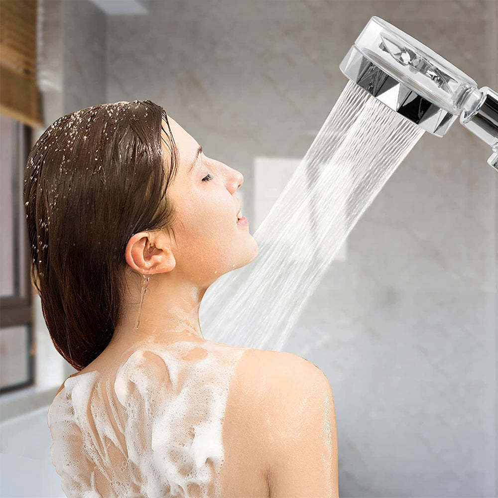 Handheld Propeller High Pressure Shower Head Silver