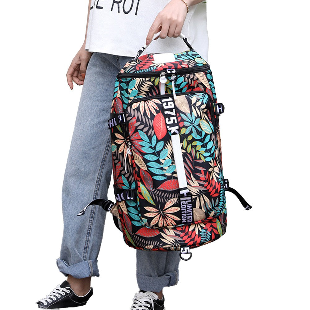 Large Capacity Flower Pattern Travel Duffle Bag Sport Gym Backpack Style 4