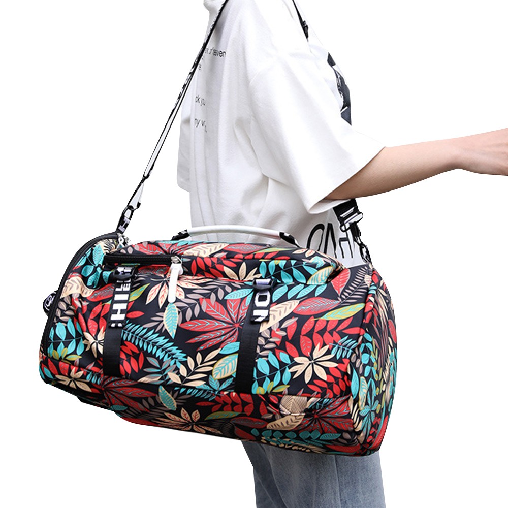 Large Capacity Flower Pattern Travel Duffle Bag Sport Gym Backpack Style 4