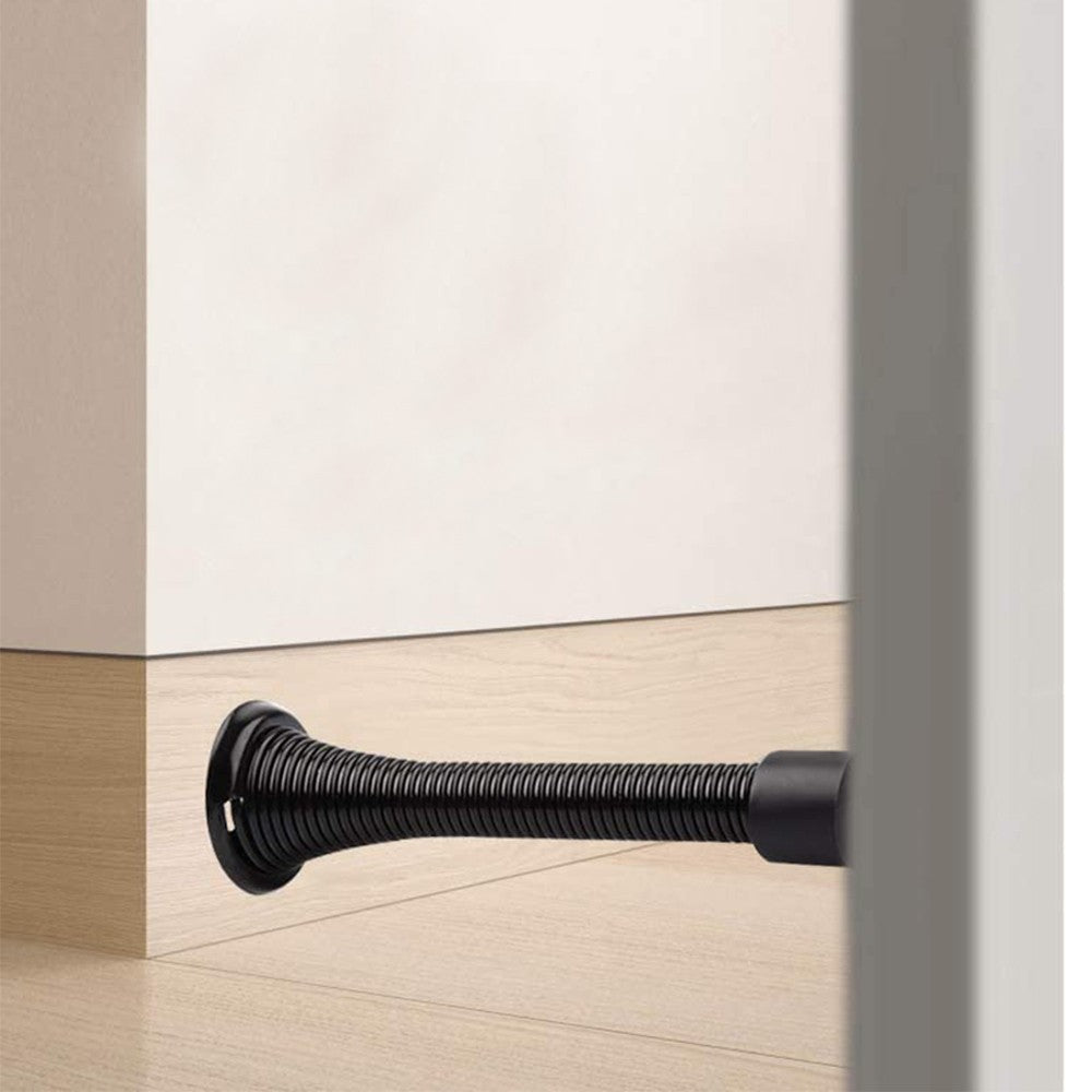 5Pcs Flexible Spring Door Stoppers with Rubber Bumper Tips Black