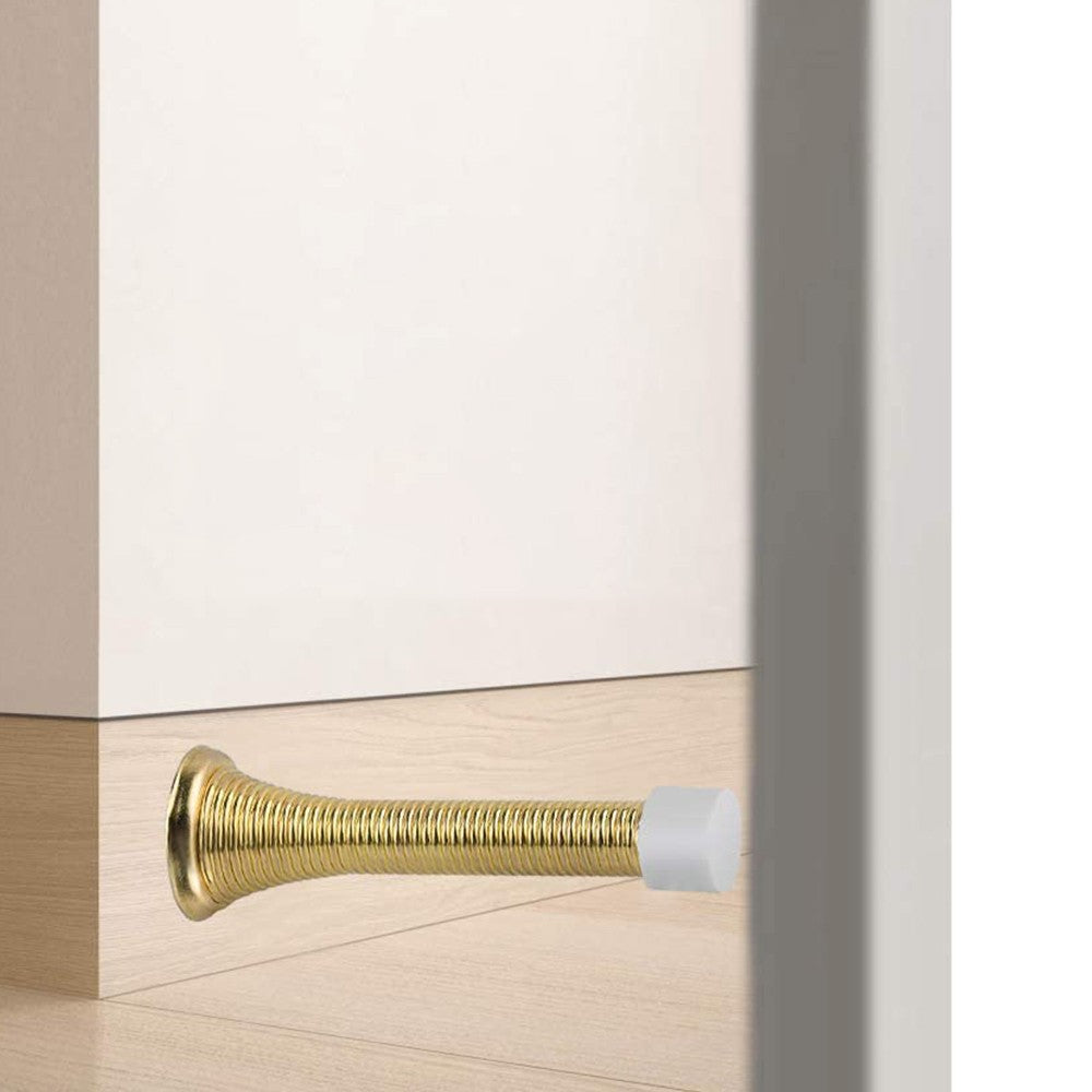 5Pcs Flexible Spring Door Stoppers with Rubber Bumper Tips Gold