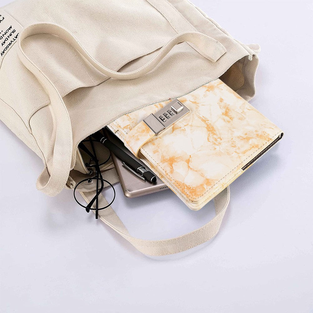PU Leather Marble Diary with Combination Lock Refillable Secret Journal Notebooks for Girls Women Yellow