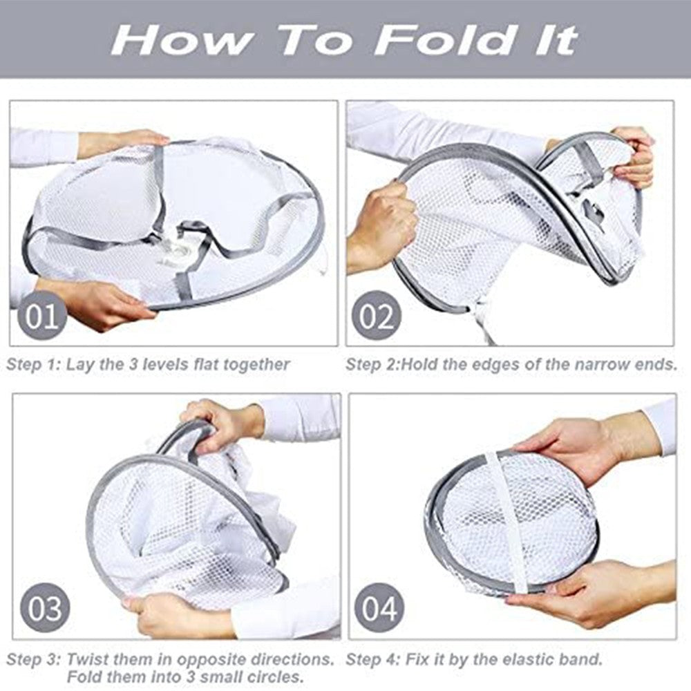 3 Tier Hanging Drying Rack Foldable Clothes Hanging Dryer Laundry Mesh Flat Rack