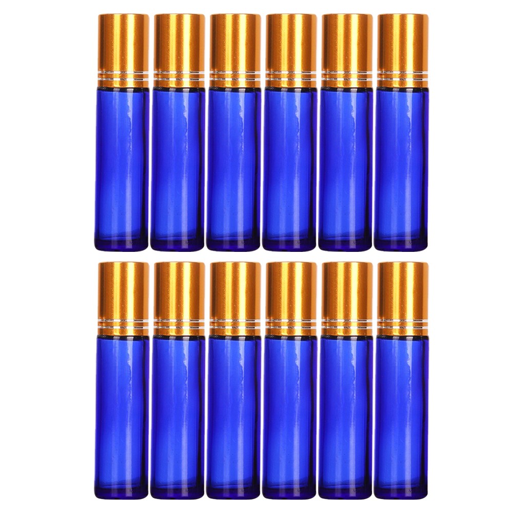 12Pcs 10ml Refillable Essential Oil Roller Bottles Roll on Bottles Essential Oil Dispensing Glass Bottles Blue