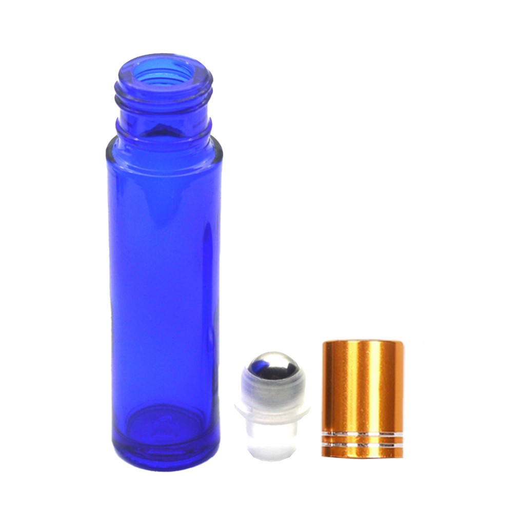 12Pcs 10ml Refillable Essential Oil Roller Bottles Roll on Bottles Essential Oil Dispensing Glass Bottles Blue