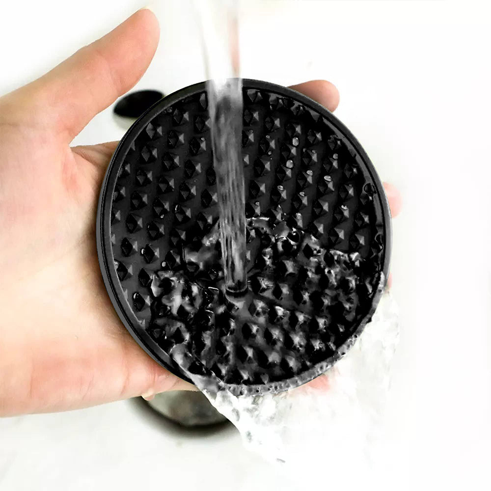 6pcs Silicone Coasters with Holder Drinking Coasters Cup Mat Black