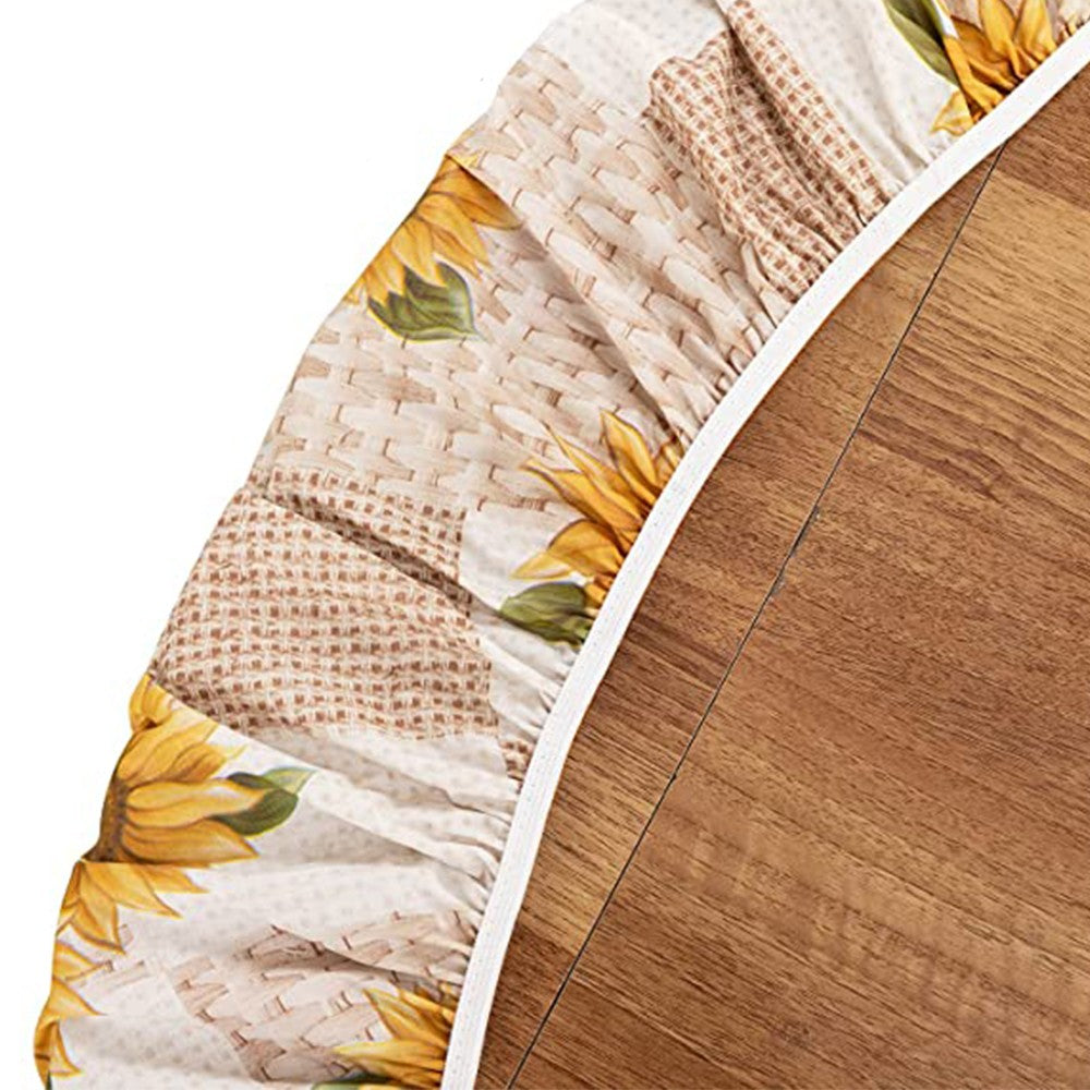 122cm Water-resistant Round PVC Table Cloth Oilproof Tablecloth Yellow