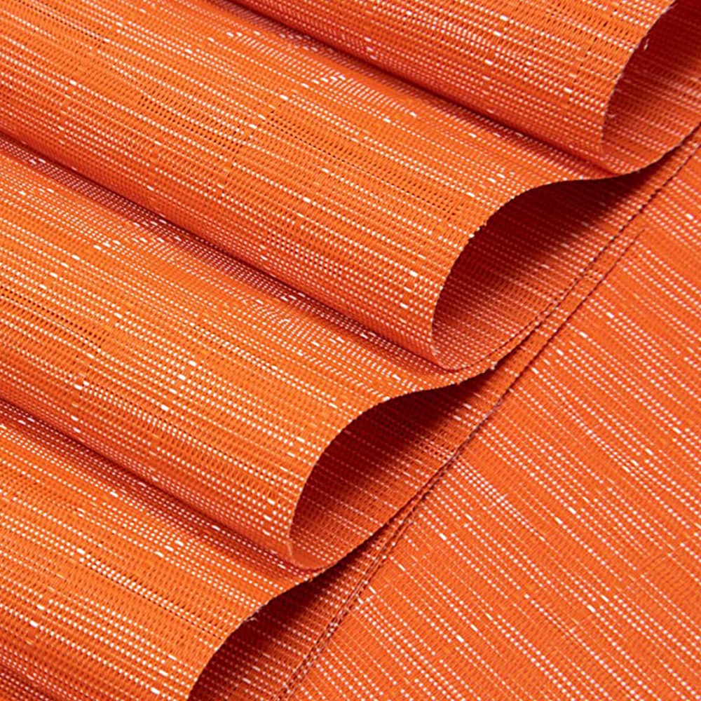 6Pcs Wedge Placemats and Centerpiece Round Mat Set for Dining Table Orange