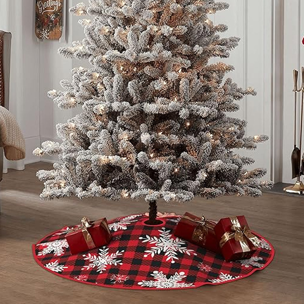 Style3 122CM Plaid Red-Black Christmas Tree Skirt