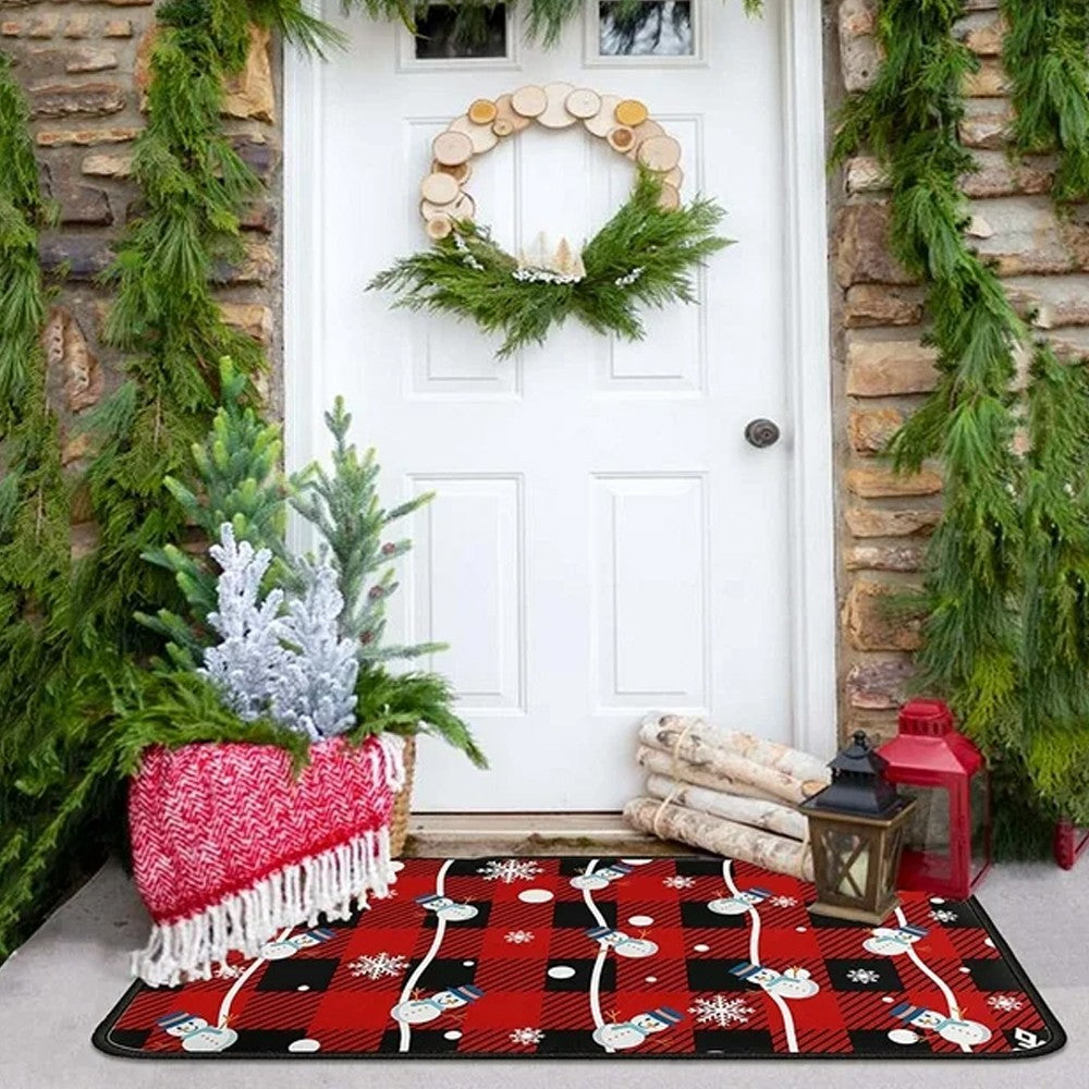2-Piece Christmas Floor Mat Set Christmas Non-Slip Doormat Kitchen Mat Home Decor - Style 3
