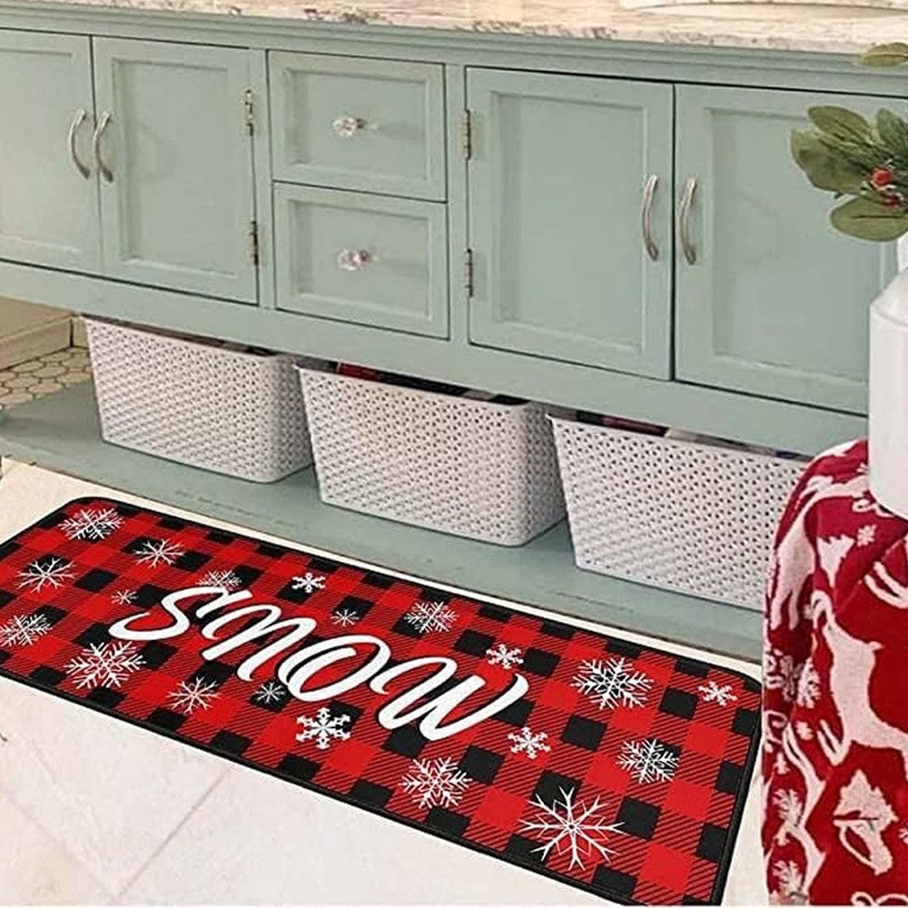 2-Piece Christmas Floor Mat Set Christmas Non-Slip Doormat Kitchen Mat Home Decor - Style 4